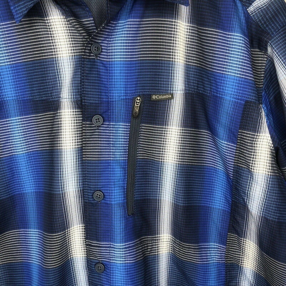 Columbia Omni Men's Blue Short Sleeve Button Down Vented Hiking Shirt Sz Large - Picture 4 of 8